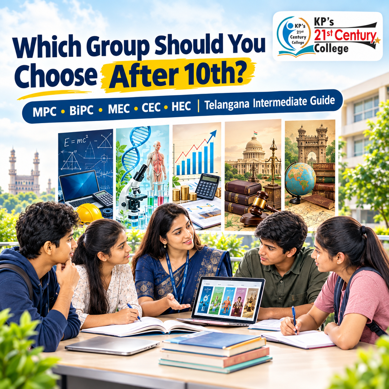 Students comparing MPC BiPC MEC CEC and HEC after 10th in Telangana